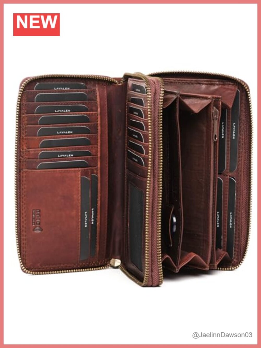 Genuine Leather RFID Bifold Wallet for Women, Card Holder with Snap Closure